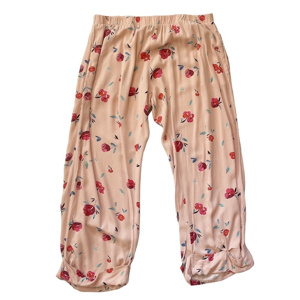 Saltwater Luxe Light Pink Floral Cropped Pajama Pants Bottom Women's Large